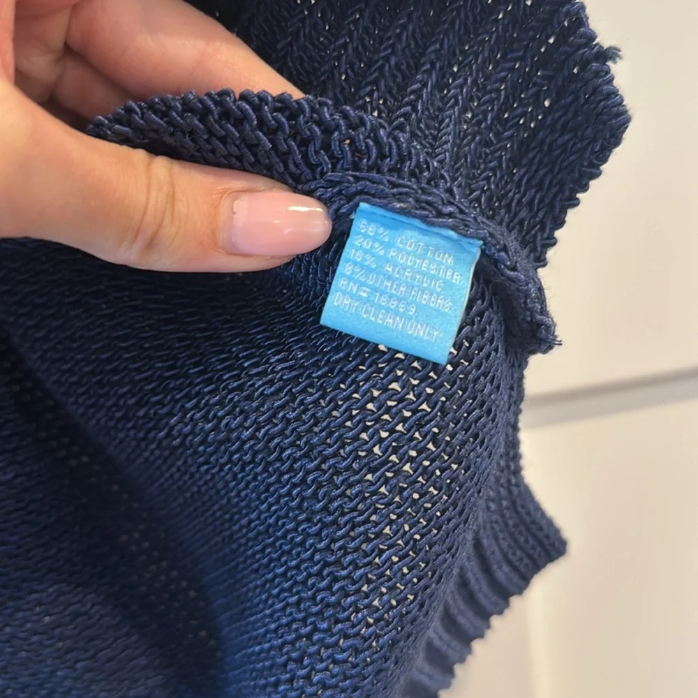 J. McLaughlin Alto Sleeveless Havana Yarn Sweater Tank, Navy Blue, Size XS - Picture 4 of 5